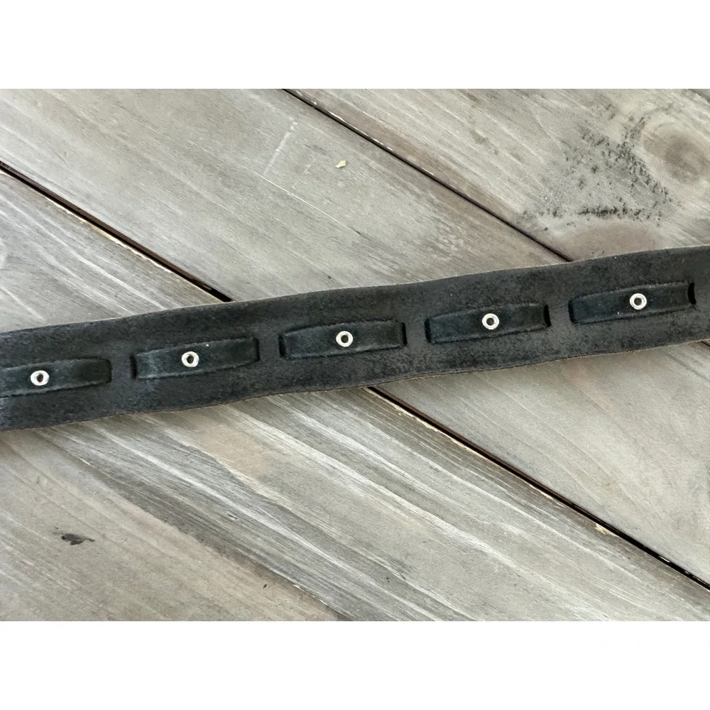 Vintage Concho Belt with South‎ Dakota Trout Belt Hit Line USA Black Leather 44